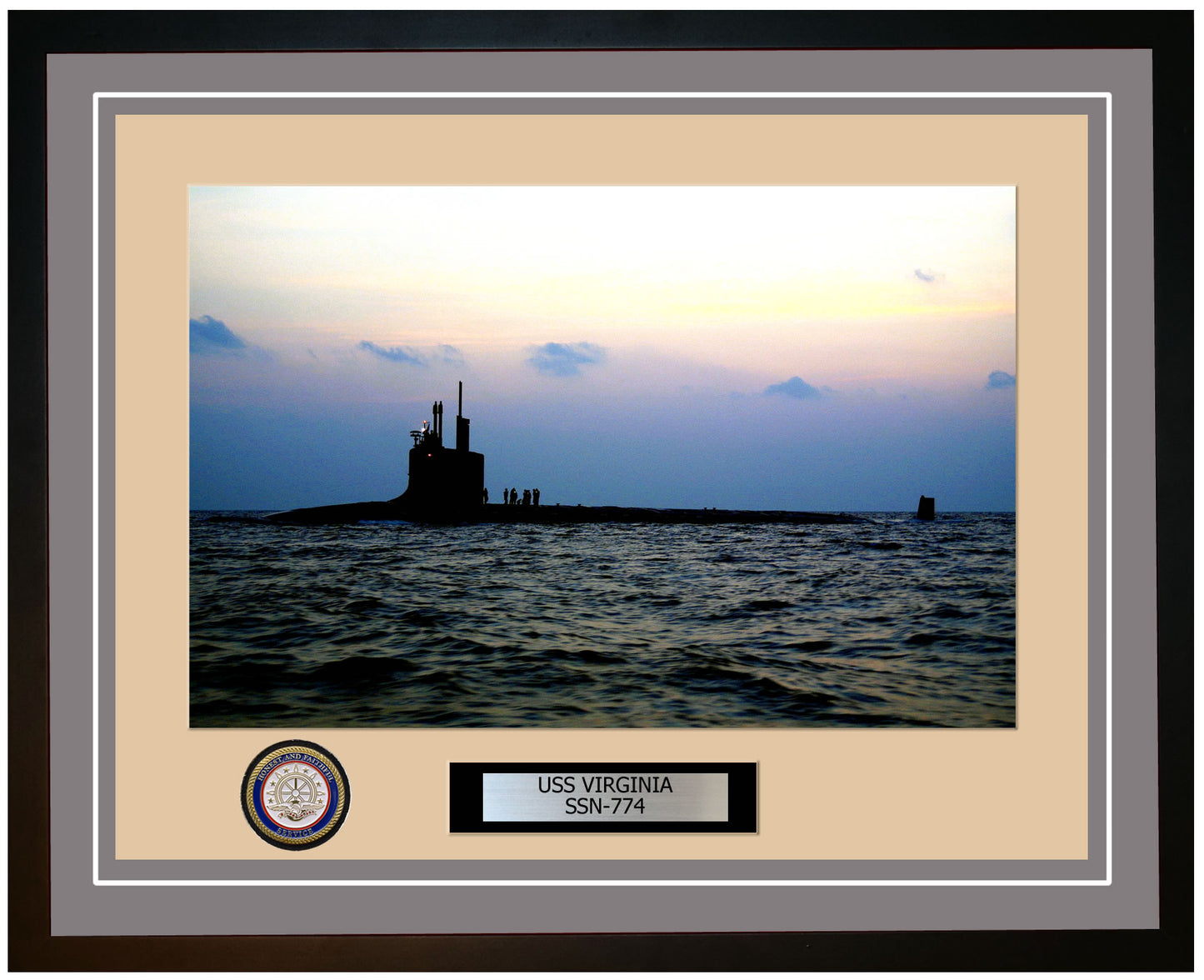 USS Virginia SSN-774 Framed Navy Ship Photo Grey