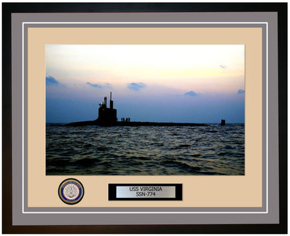 USS Virginia SSN-774 Framed Navy Ship Photo Grey