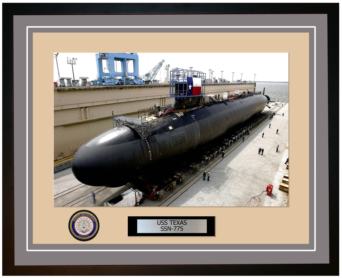 USS Texas SSN-775 Framed Navy Ship Photo Grey