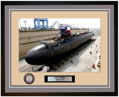 USS Texas SSN-775 Framed Navy Ship Photo Grey