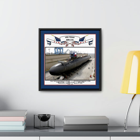 USS Texas SSN-775 Navy Floating Frame Photo Desk View