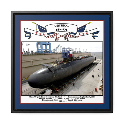 USS Texas SSN-775 Navy Floating Frame Photo Front View