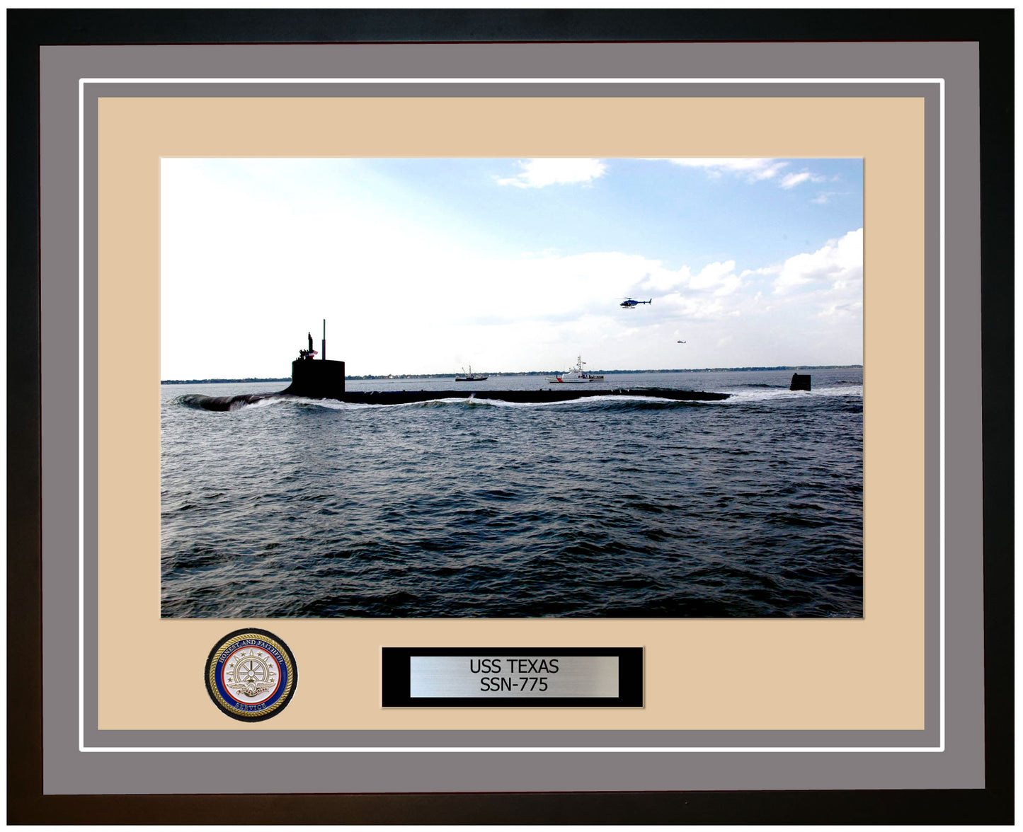 USS Texas SSN-775 Framed Navy Ship Photo Grey