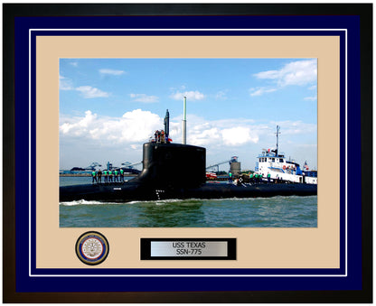 USS Texas SSN-775 Framed Navy Ship Photo Blue