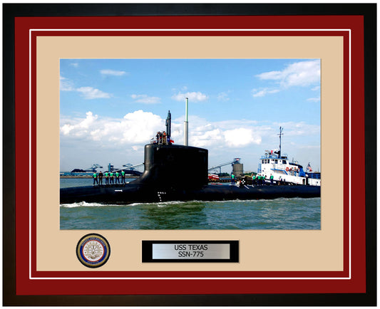USS Texas SSN-775 Framed Navy Ship Photo Burgundy