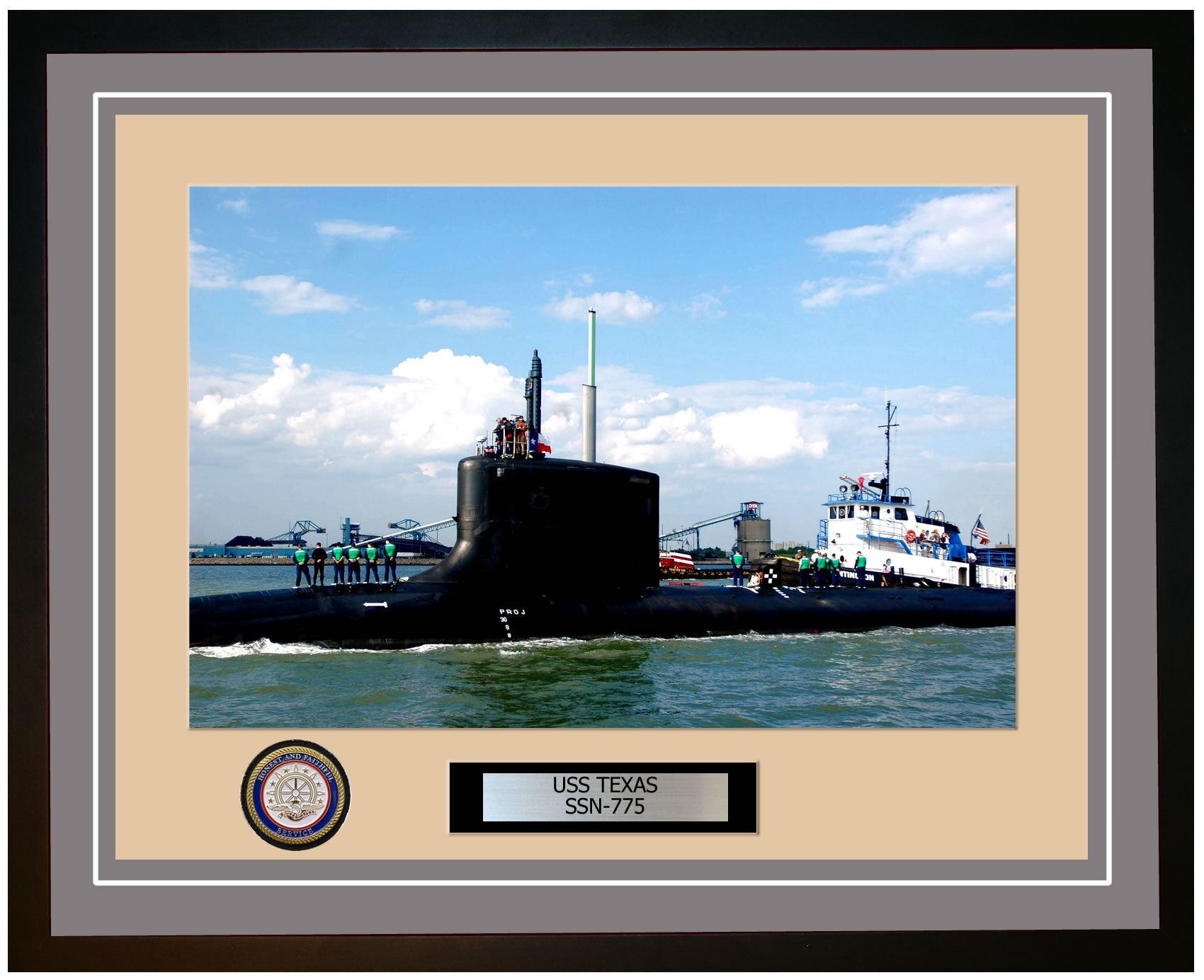 USS Texas SSN-775 Framed Navy Ship Photo Grey