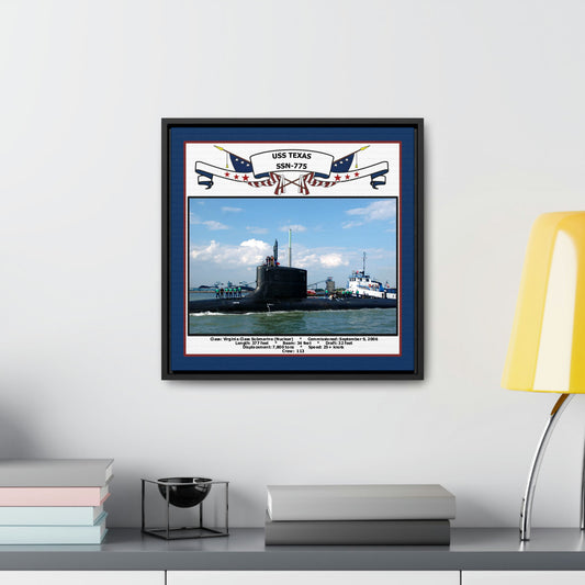 USS Texas SSN-775 Navy Floating Frame Photo Desk View