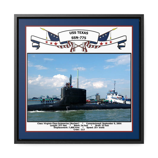 USS Texas SSN-775 Navy Floating Frame Photo Front View