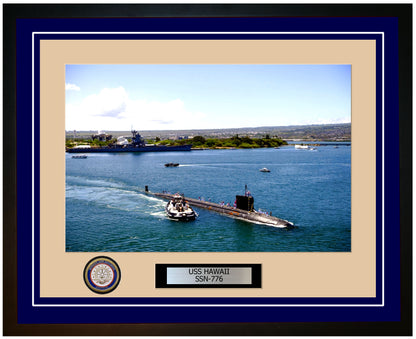 USS Hawaii SSN-776 Framed Navy Ship Photo Blue