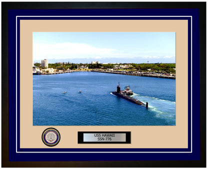 USS Hawaii SSN-776 Framed Navy Ship Photo Blue