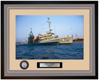 USS COUCAL ASR-8 Framed Navy Ship Photo Grey