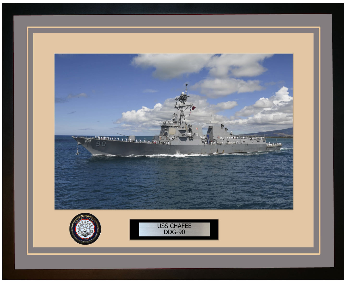 USS CHAFEE DDG-90 Framed Navy Ship Photo Grey