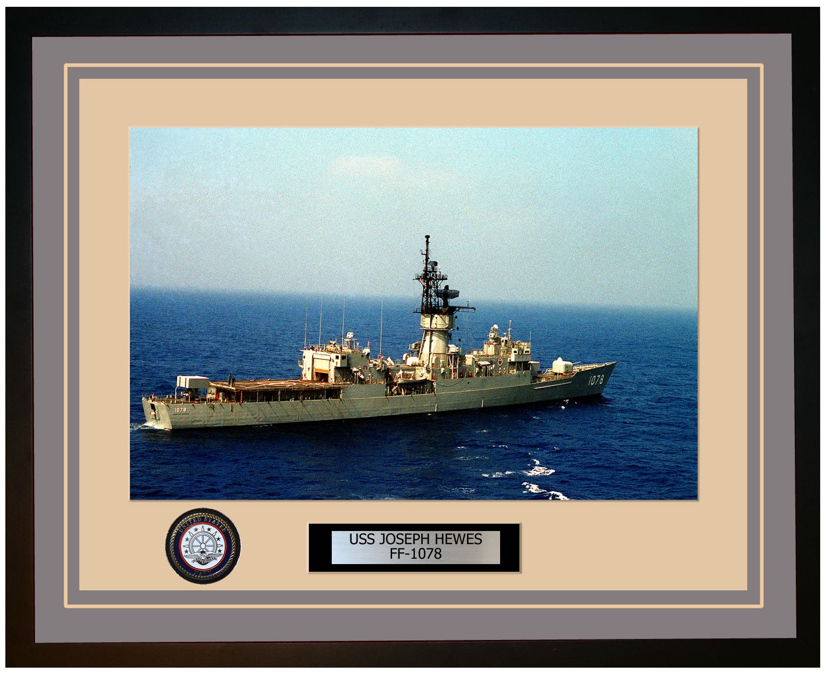 USS JOSEPH HEWES FF-1078 Framed Navy Ship Photo Grey