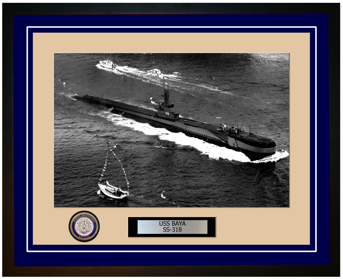 USS Baya SS-318 Framed Navy Ship Photo Blue
