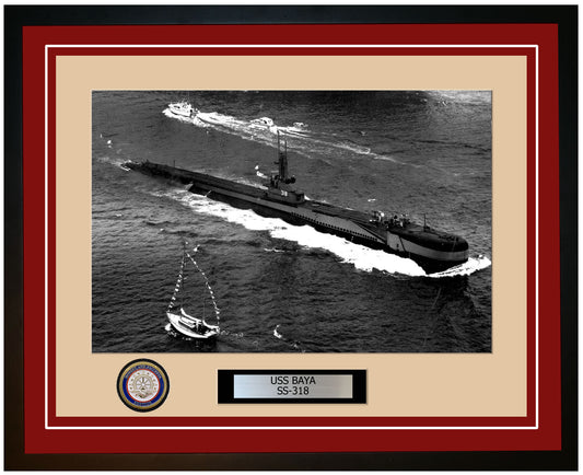 USS Baya SS-318 Framed Navy Ship Photo Burgundy
