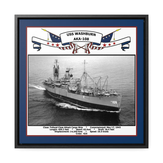 USS Washburn AKA-108 Navy Floating Frame Photo Front View