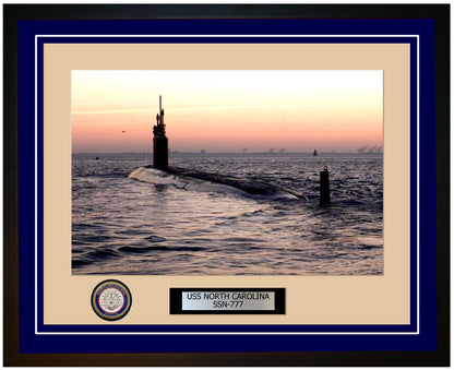 USS North Carolina SSN-777 Framed Navy Ship Photo Blue
