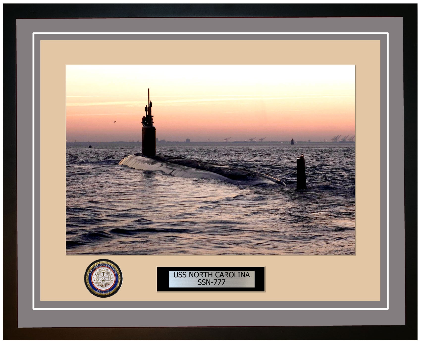 USS North Carolina SSN-777 Framed Navy Ship Photo Grey