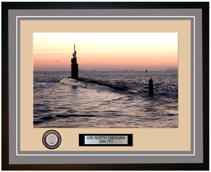 USS North Carolina SSN-777 Framed Navy Ship Photo Grey