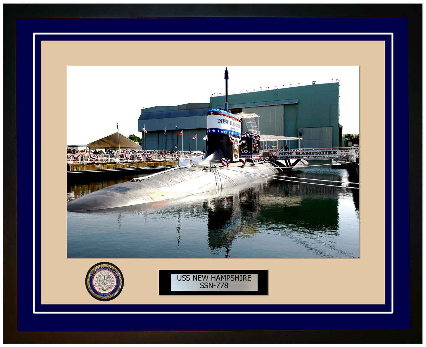 USS New Hampshire SSN-778 Framed Navy Ship Photo Blue