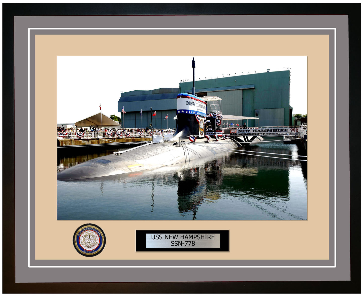 USS New Hampshire SSN-778 Framed Navy Ship Photo Grey