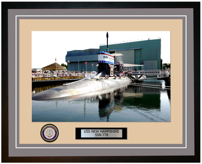 USS New Hampshire SSN-778 Framed Navy Ship Photo Grey
