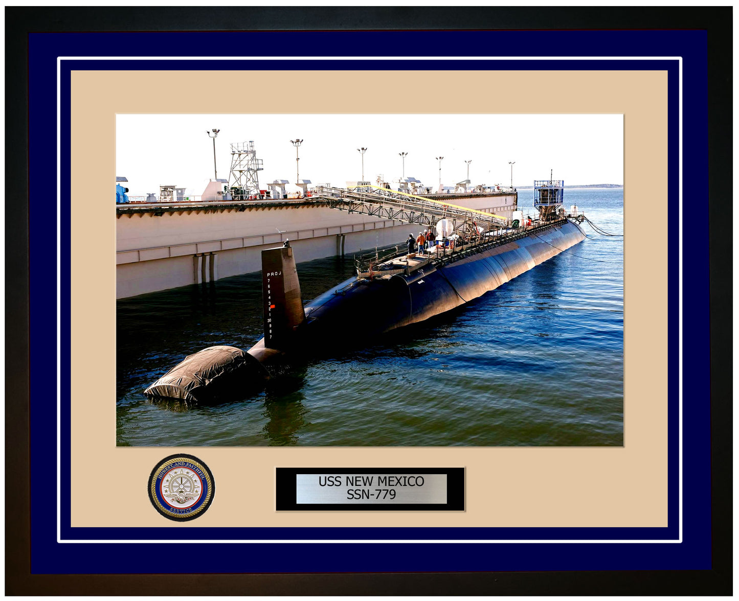 USS New Mexico SSN-779 Framed Navy Ship Photo Blue