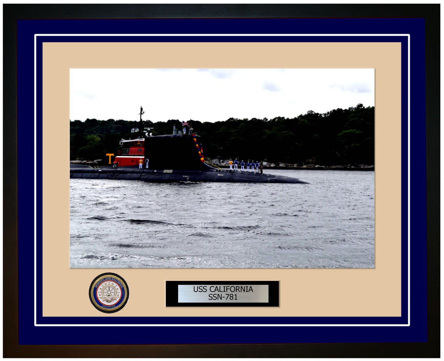USS California SSN-781 Framed Navy Ship Photo Blue