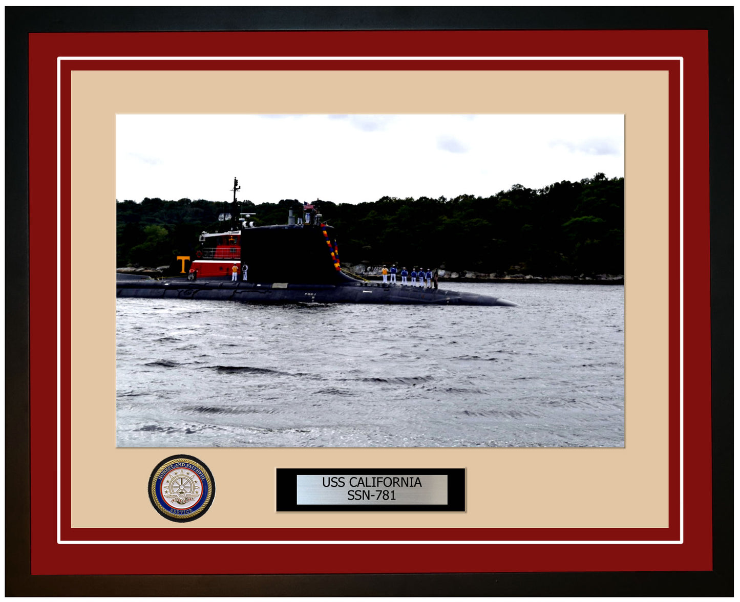 USS California SSN-781 Framed Navy Ship Photo Burgundy