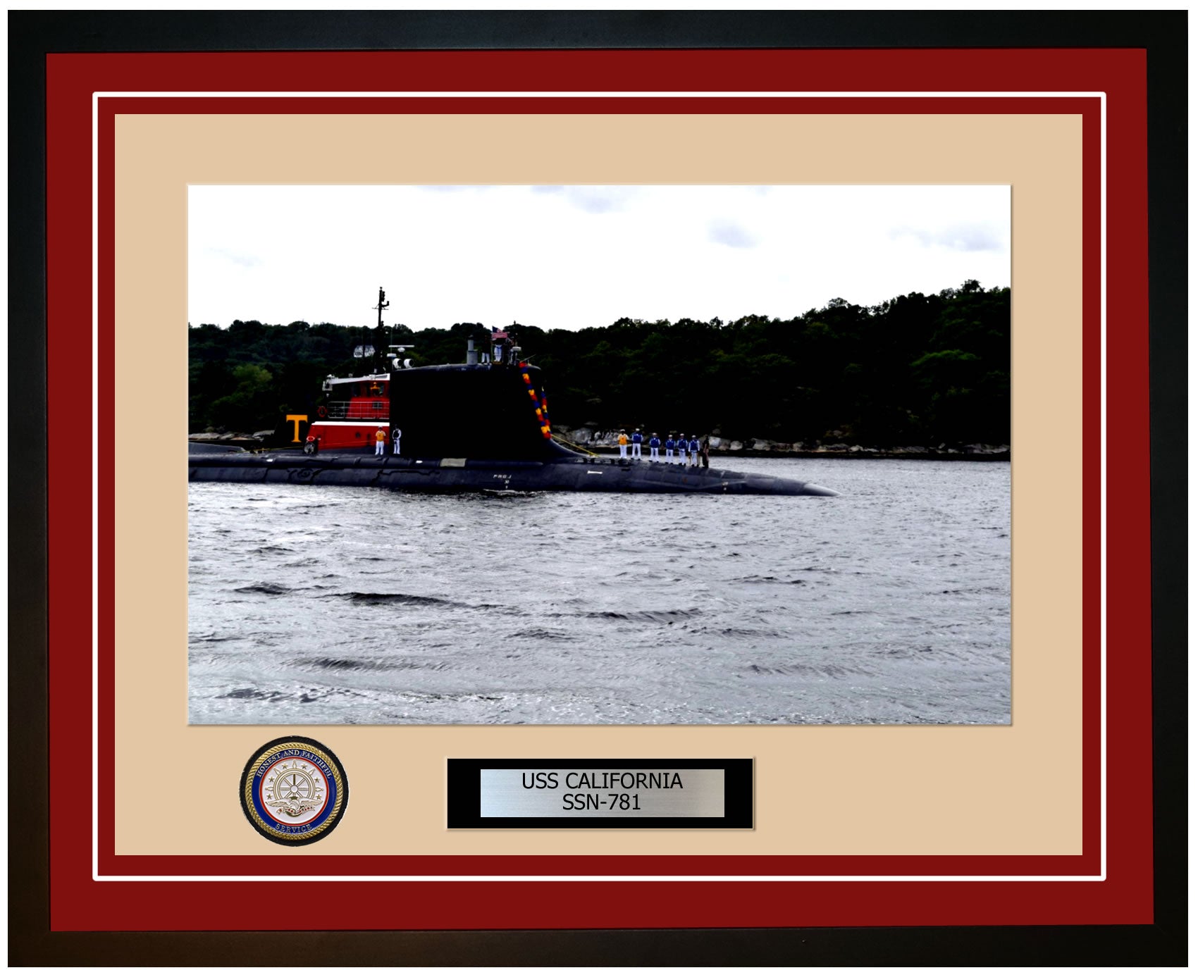 USS California SSN-781 Framed Navy Ship Photo Burgundy
