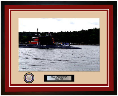 USS California SSN-781 Framed Navy Ship Photo Burgundy