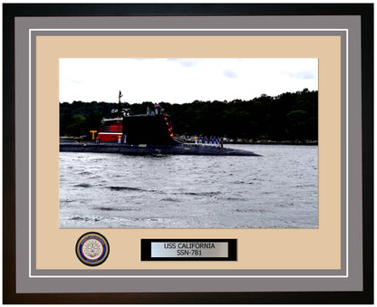 USS California SSN-781 Framed Navy Ship Photo Grey