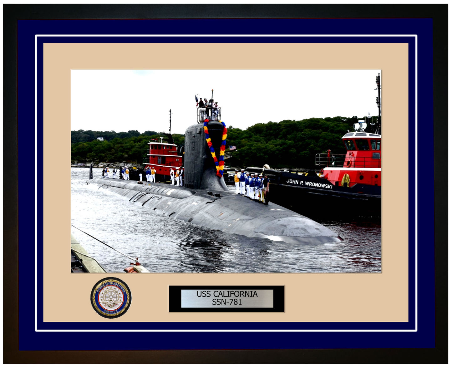 USS California SSN-781 Framed Navy Ship Photo Blue