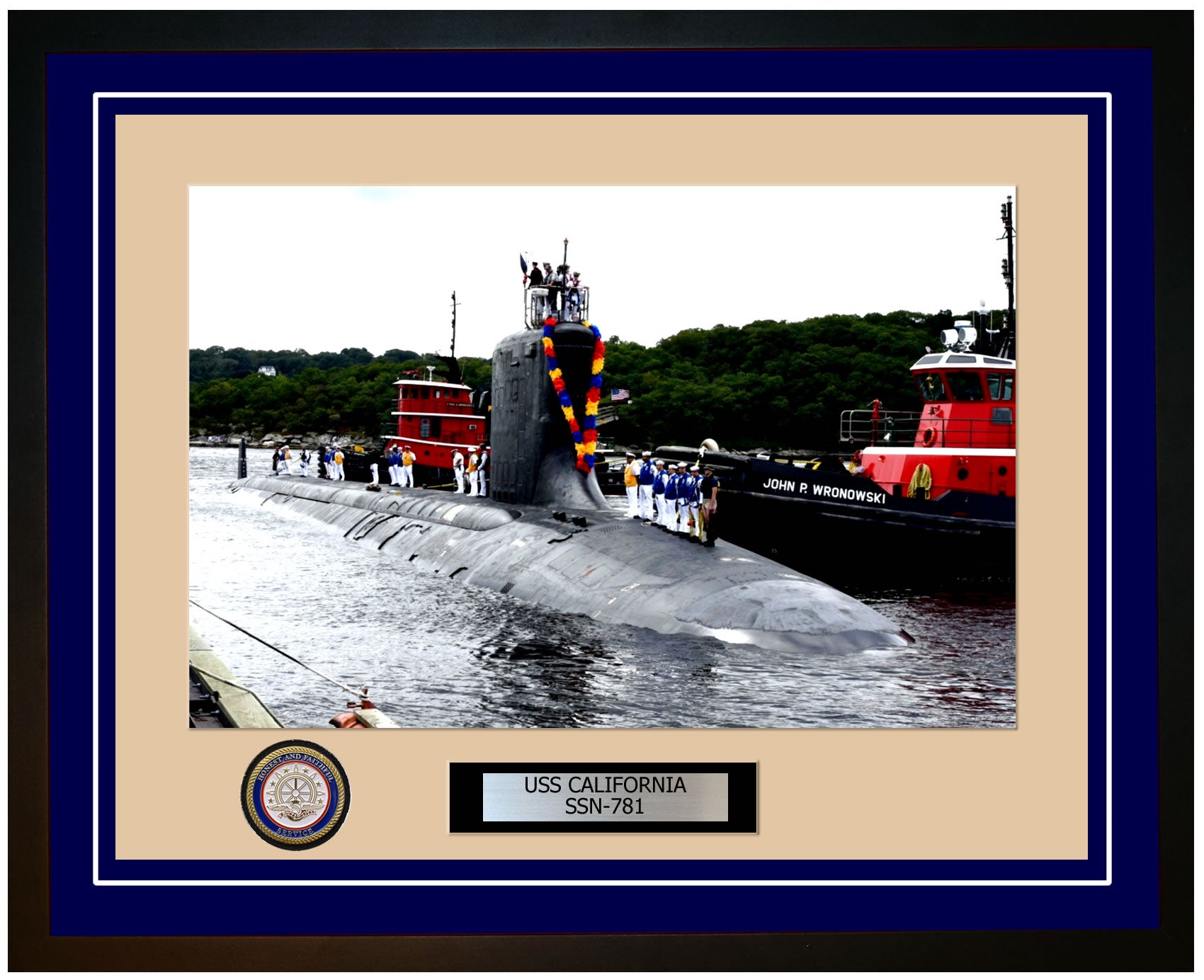 USS California SSN-781 Framed Navy Ship Photo Blue