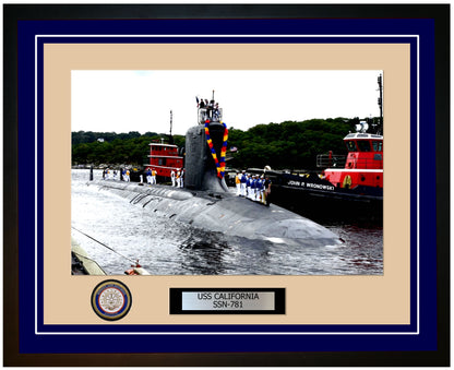 USS California SSN-781 Framed Navy Ship Photo Blue