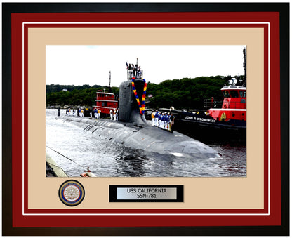 USS California SSN-781 Framed Navy Ship Photo Burgundy