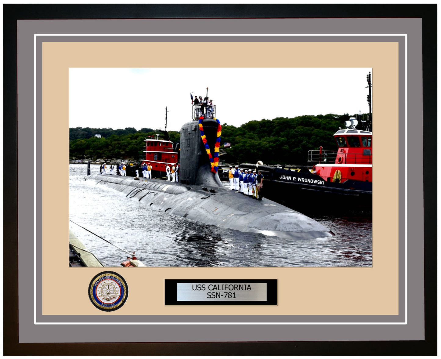 USS California SSN-781 Framed Navy Ship Photo Grey