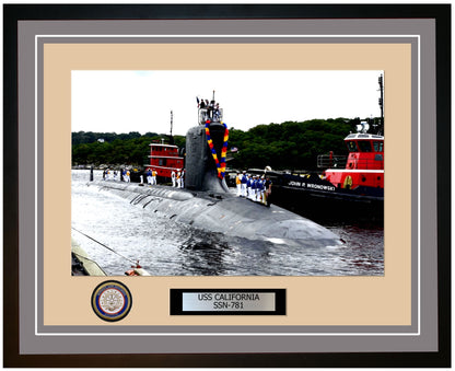 USS California SSN-781 Framed Navy Ship Photo Grey