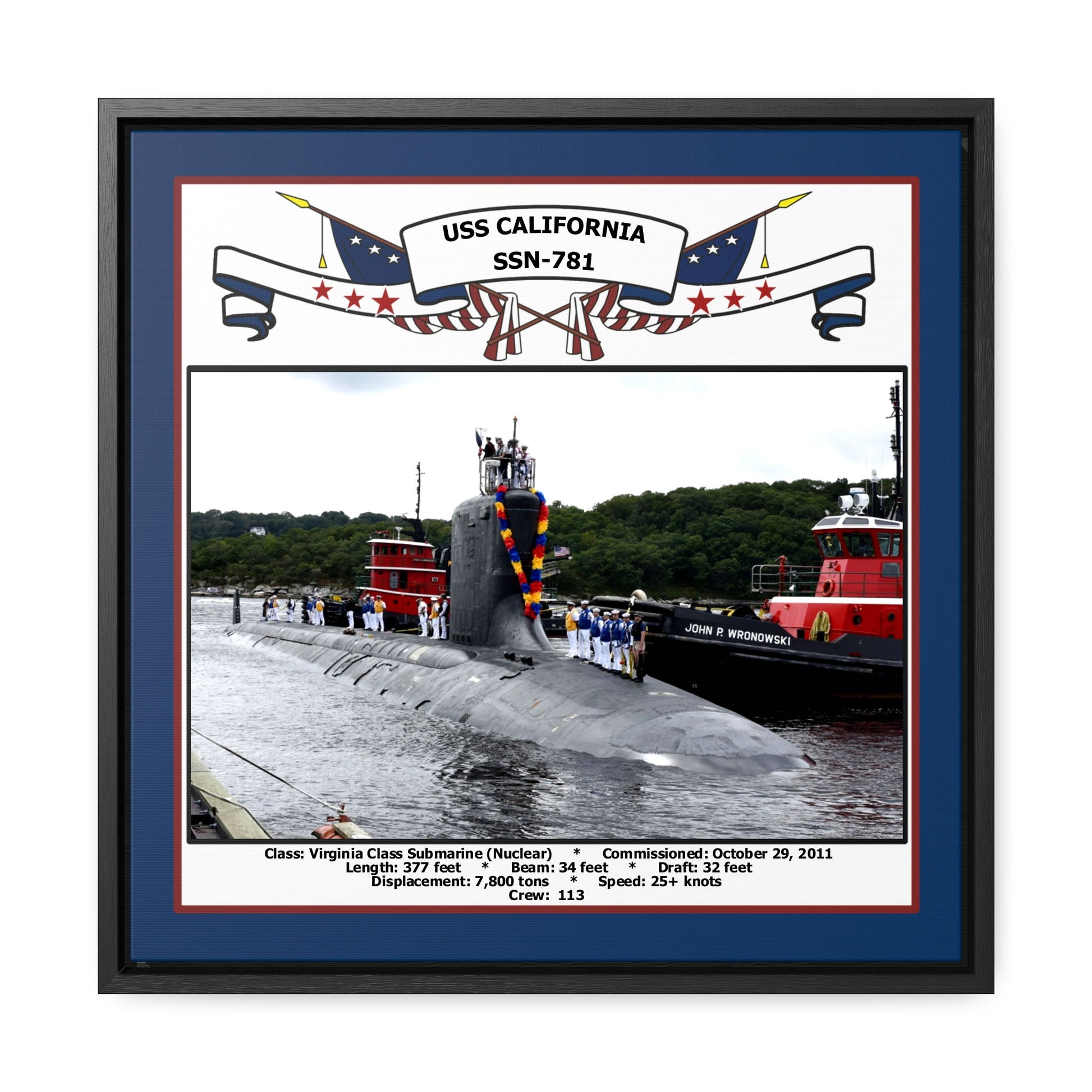USS California SSN-781 Navy Floating Frame Photo Front View