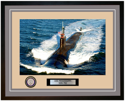 USS Mississippi SSN-782 Framed Navy Ship Photo Grey