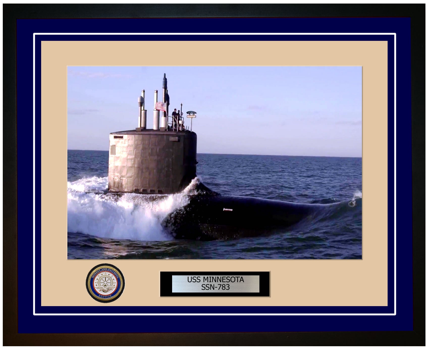 USS Minnesota SSN-783 Framed Navy Ship Photo Blue