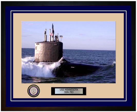USS Minnesota SSN-783 Framed Navy Ship Photo Blue