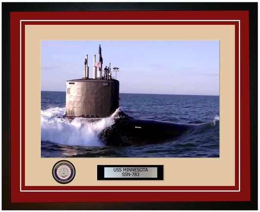 USS Minnesota SSN-783 Framed Navy Ship Photo Burgundy