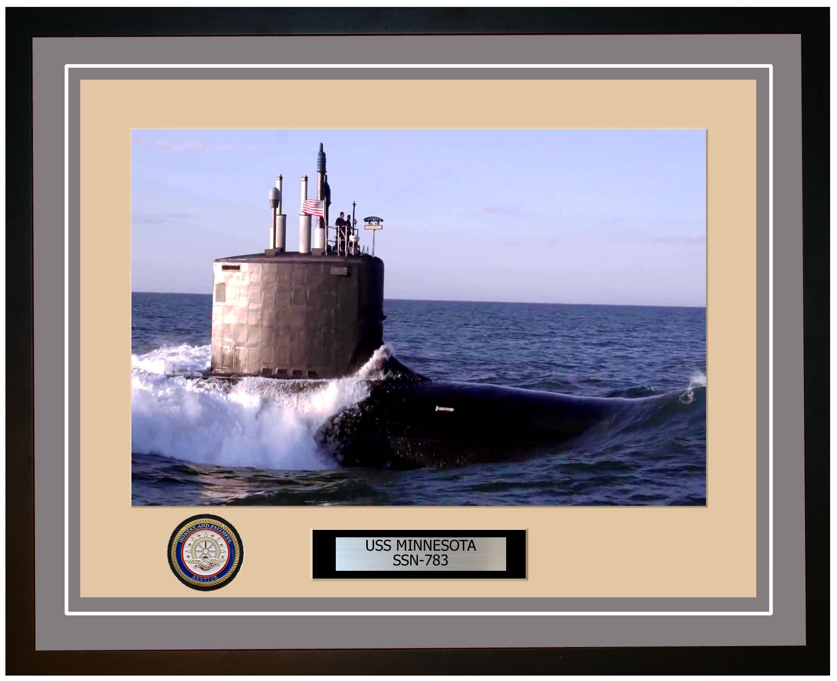 USS Minnesota SSN-783 Framed Navy Ship Photo Grey