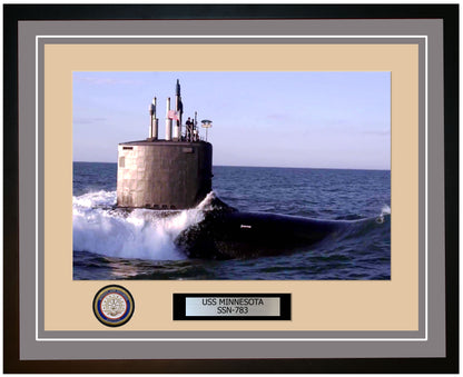 USS Minnesota SSN-783 Framed Navy Ship Photo Grey
