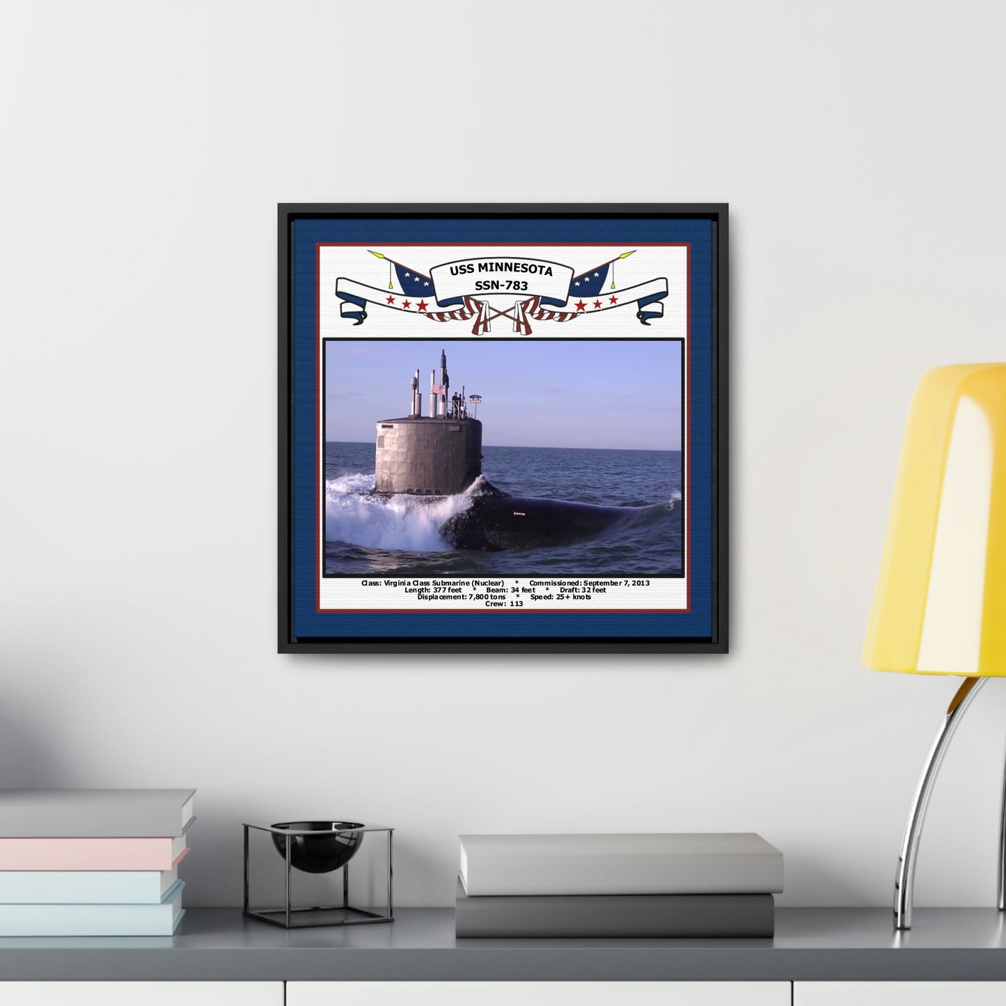 USS Minnesota SSN-783 Navy Floating Frame Photo Desk View