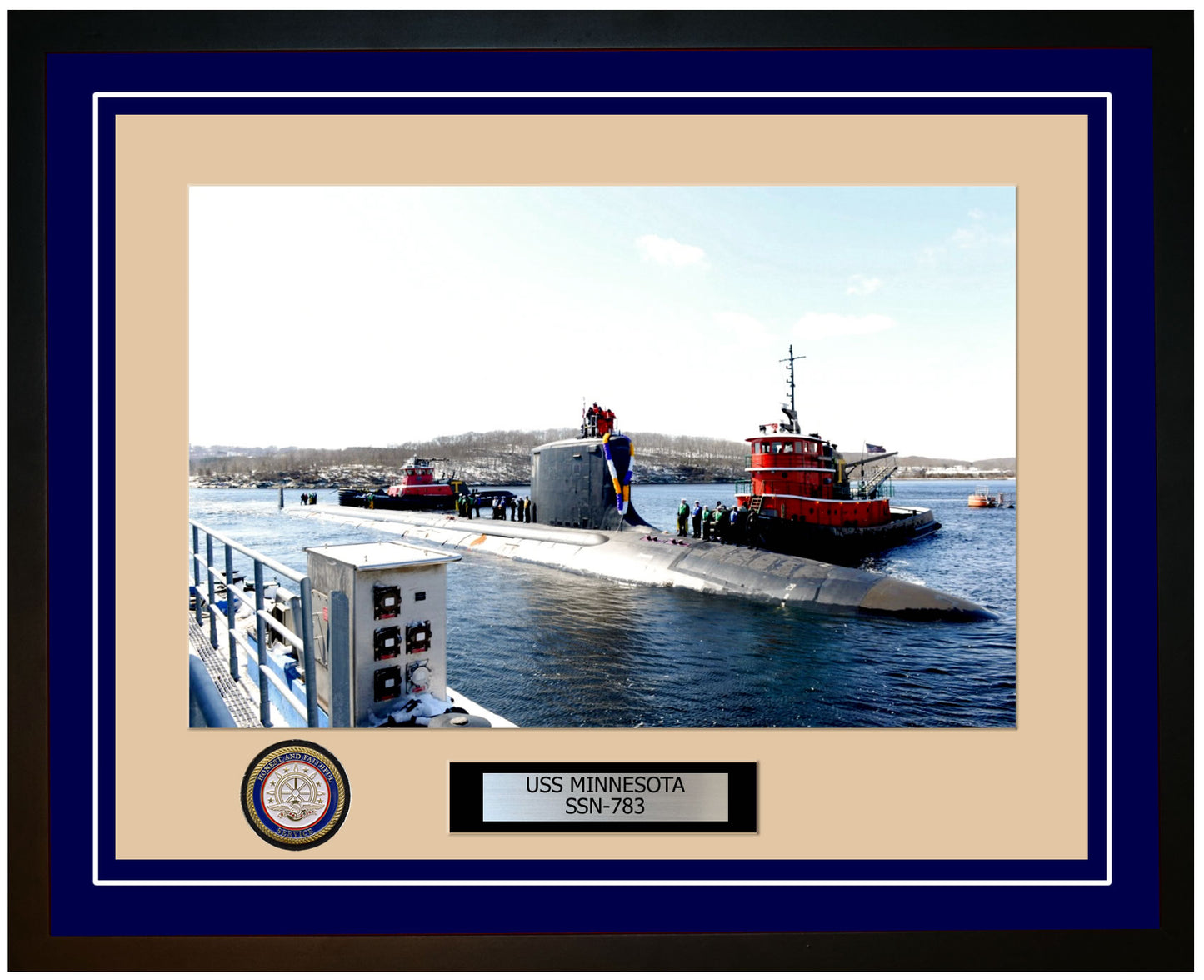 USS Minnesota SSN-783 Framed Navy Ship Photo Blue