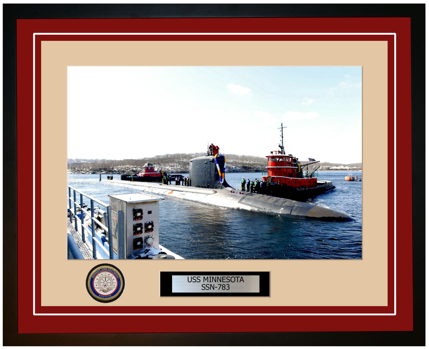 USS Minnesota SSN-783 Framed Navy Ship Photo Burgundy