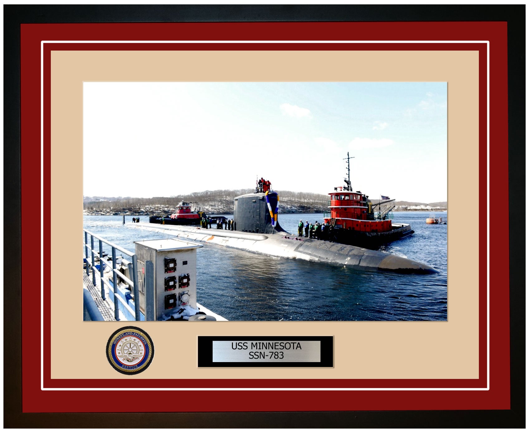 USS Minnesota SSN-783 Framed Navy Ship Photo Burgundy