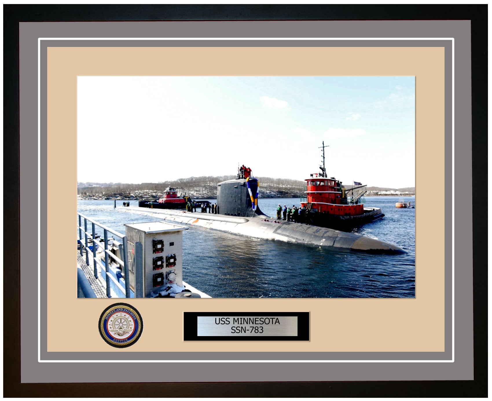 USS Minnesota SSN-783 Framed Navy Ship Photo Grey